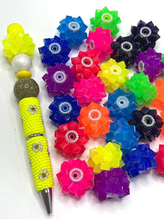 DIY craft with beaded beadable acrylic neon beads ornaments with pearl,random mix