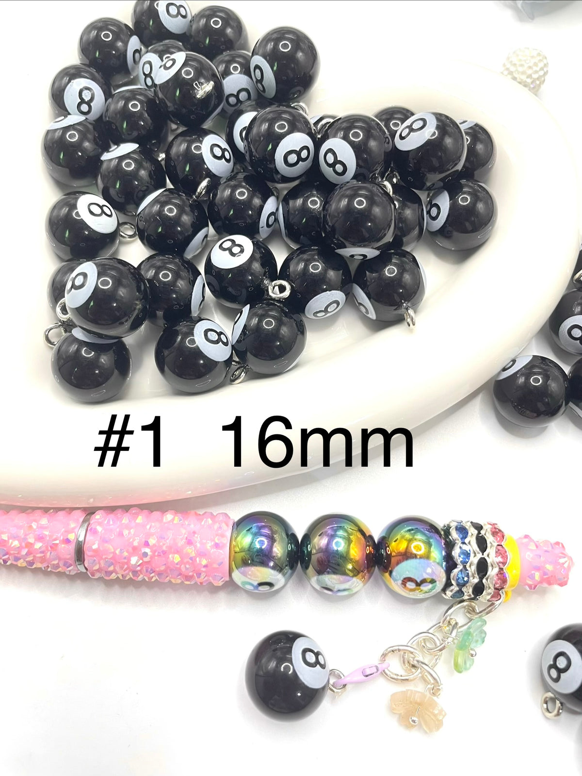snooke black 8 acrylic beads