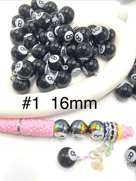 snooke black 8 acrylic beads