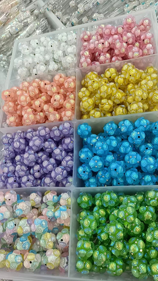 Acrylic shell clay beads glitter shell Translucent shell 21mm Random Mix