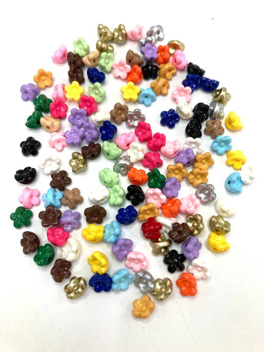 Acrylic beads Button Chain beads DIY Beaded jewelry Multi-colored flower beaded necklace Random Mix 5mm （Do not forge signatures）