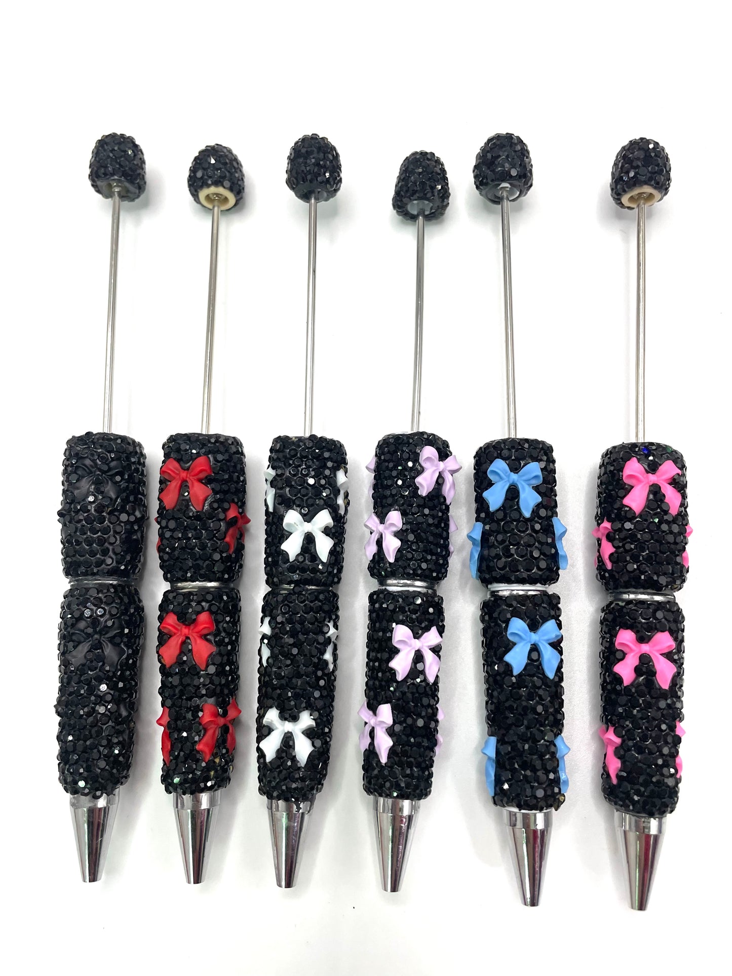 #1-#21 bow pen fancy clay rhinestone bow pen ornaments with acrylic bow colored random mix