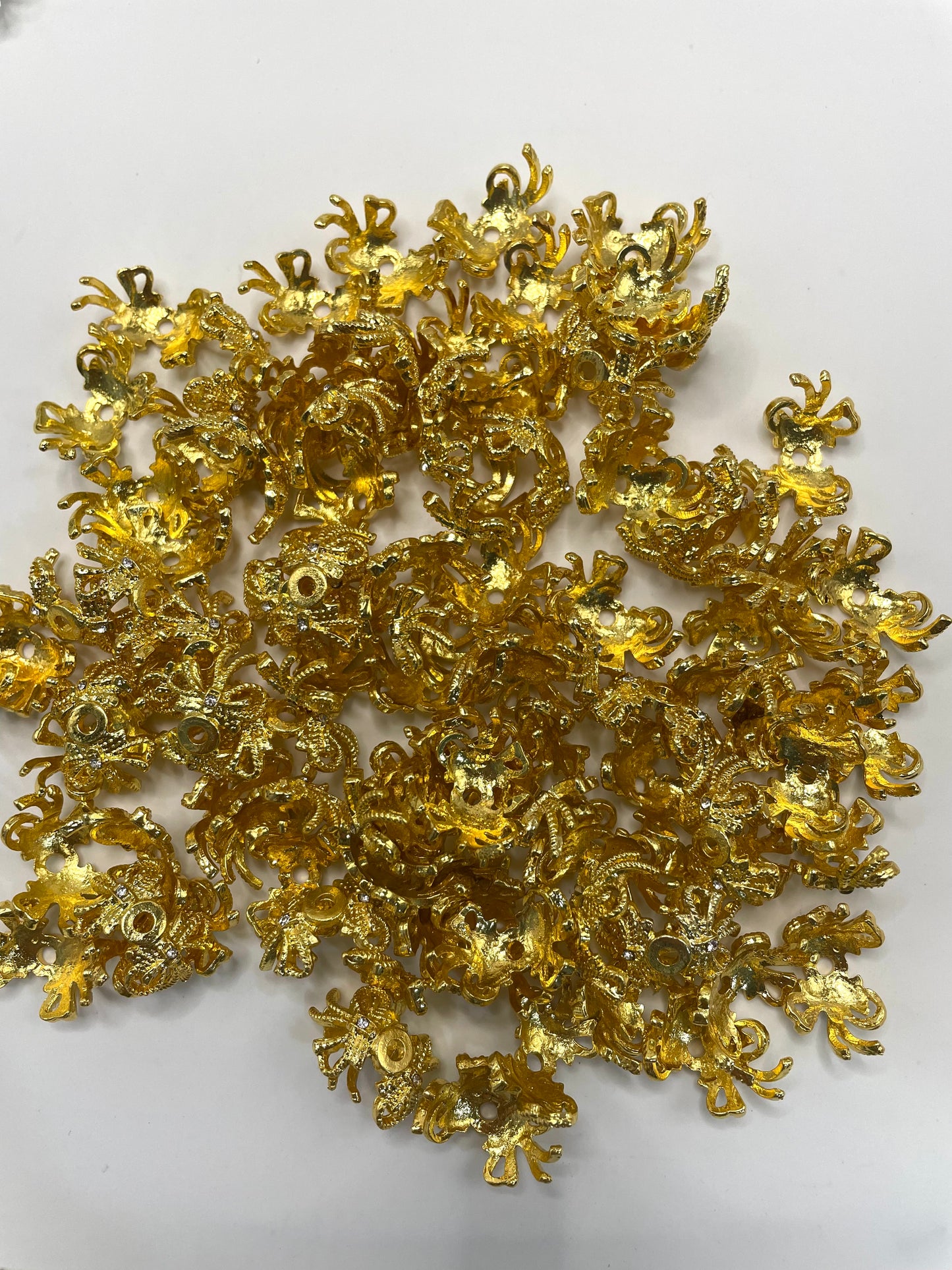 fancy spacer fancy bow shape bead cap metallic bead cap spacer gold silver