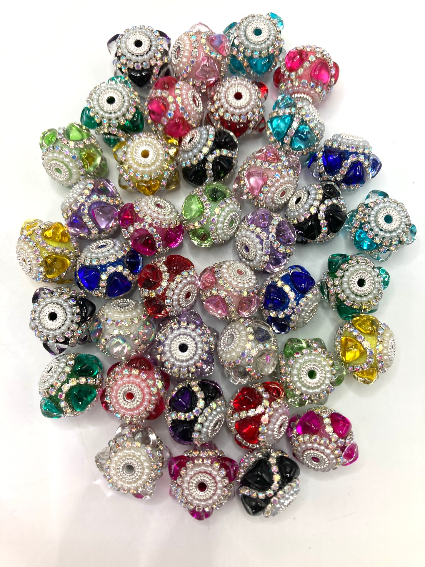 Fancy Beads Heart Chain Pearl gasket Transparency Mocha color Metal gasket Beads Random Mix