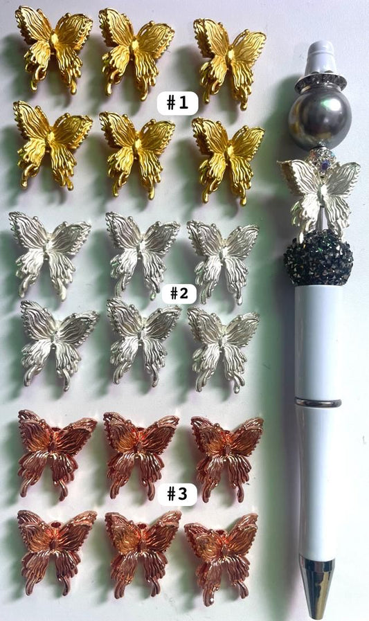 Metal Alloy Butterfly spacers Metal beads Gold, silver, rose golden beads 20mm Random Mix