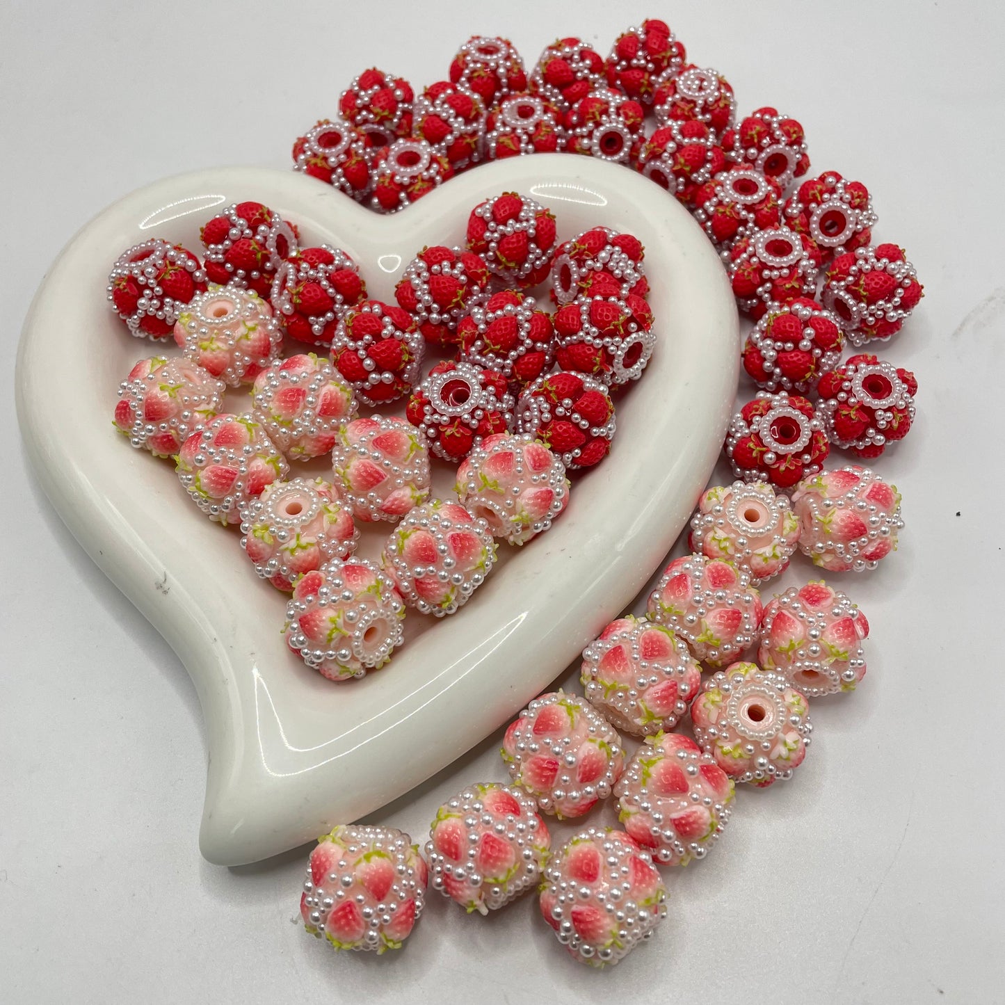 Strawberry bead with tiny pearl