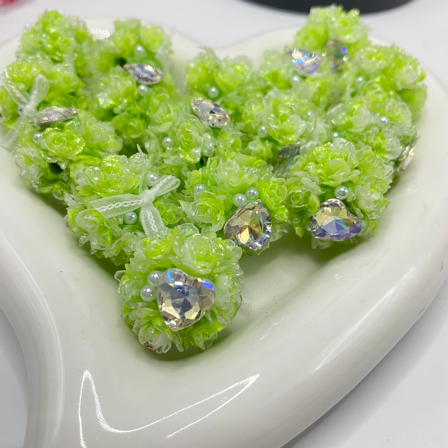 Soft flower beads bow flower bead bow heart flower beads 21mm