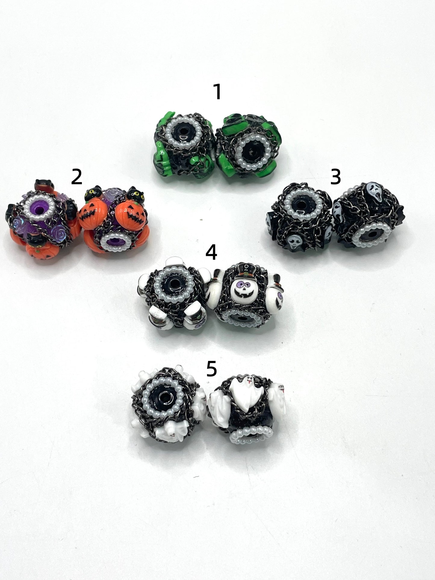 Halloween Series Terror-themed beads Black chain Pearl gasket spacer Acrylic beads 18mm Random Mix