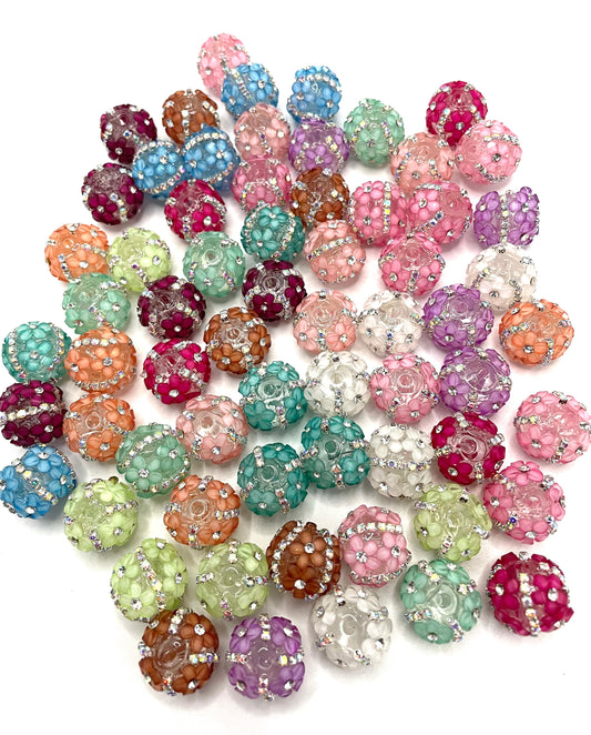 diy pens diy bracelet diy charms with fancy flower beads ornament with rhinestone chain clear acrylic base bead,random mix