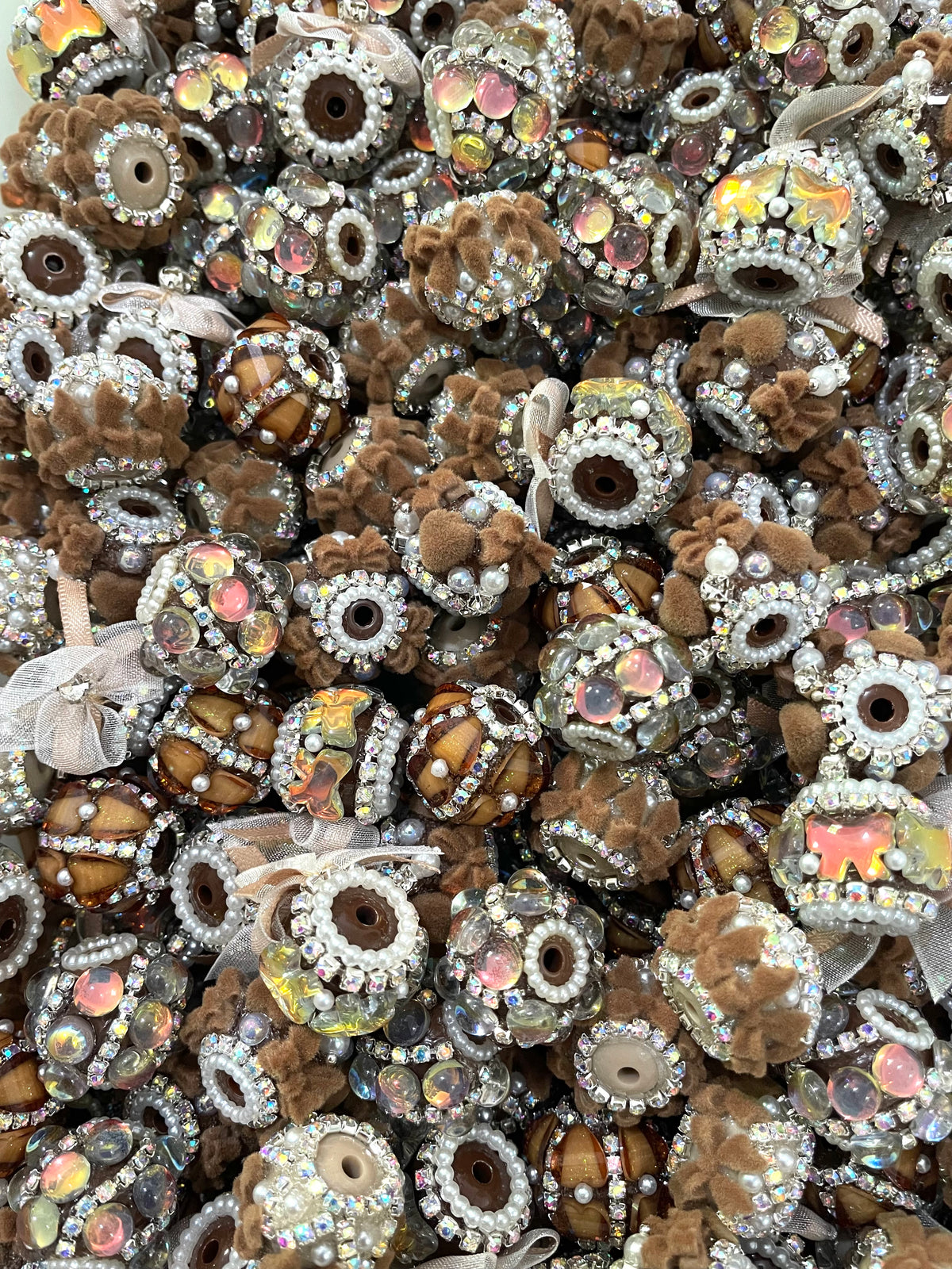 Fancy Beads mix variety styles brown colors