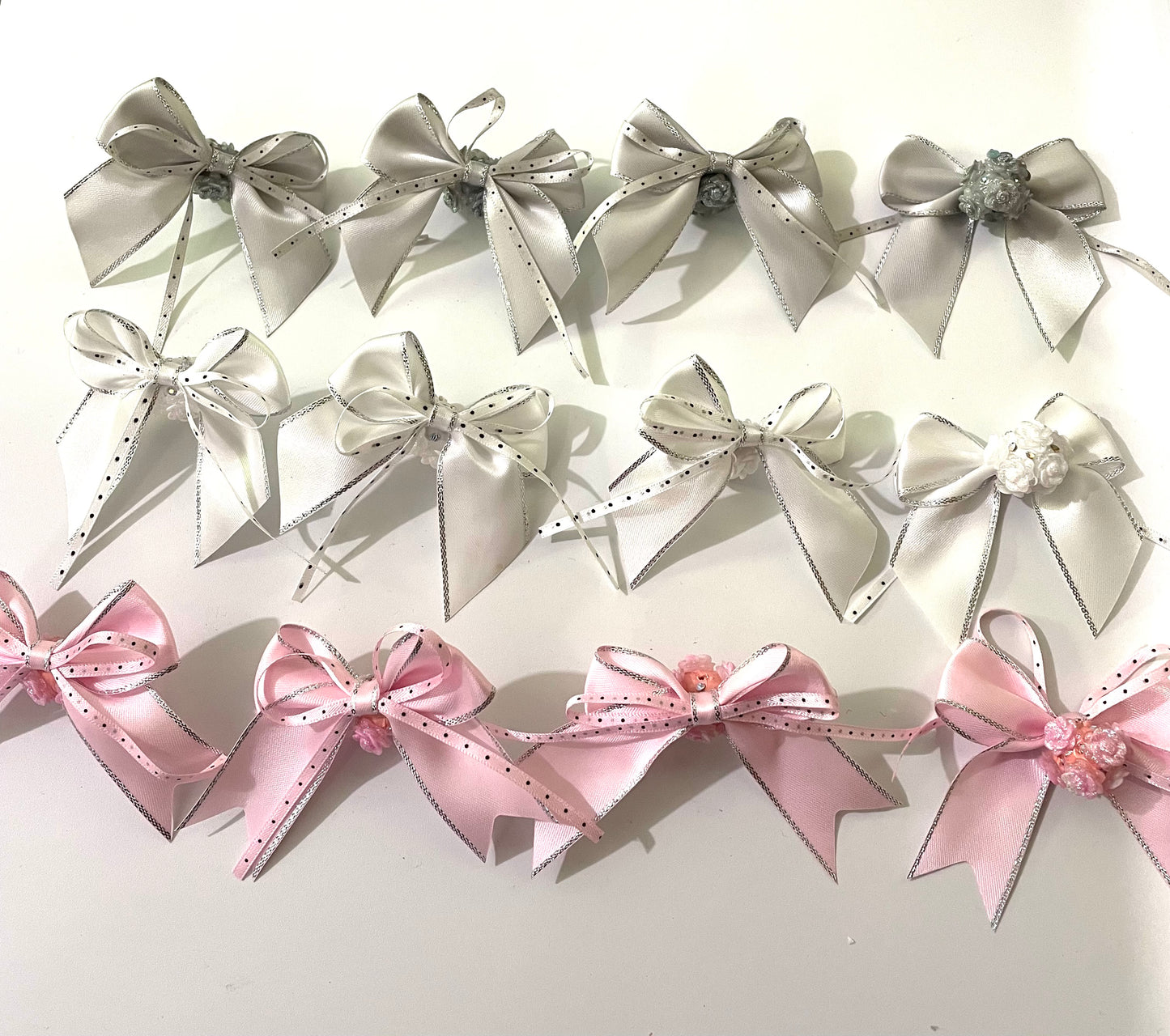 Bow bead -Diy with beaded beadable textile silk touching fancy bow bead ornaments with rhinestone and pearl