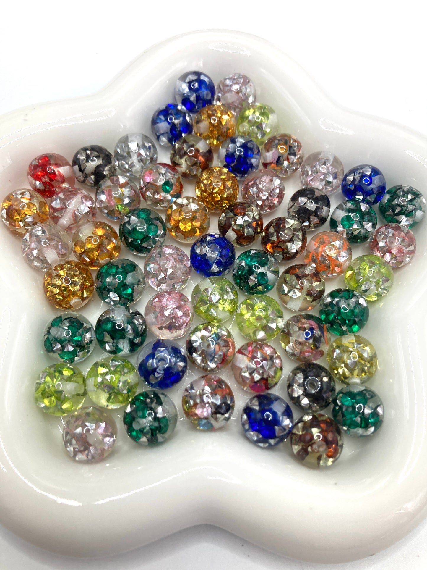 Acrylic beads Embedded inside Sugar peas candy Heart Stars bow Rhinestone beads Random Mix 16mm