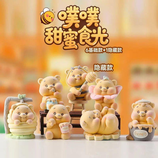 Winnie Pooh honey sweet time fuzzy flocked ,whole set,blind box pen topper figure character
