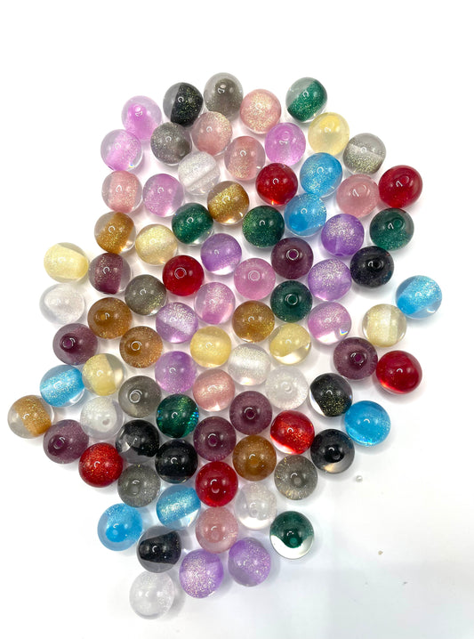 Acrylic glitter bead colorful random mix color 16mm
