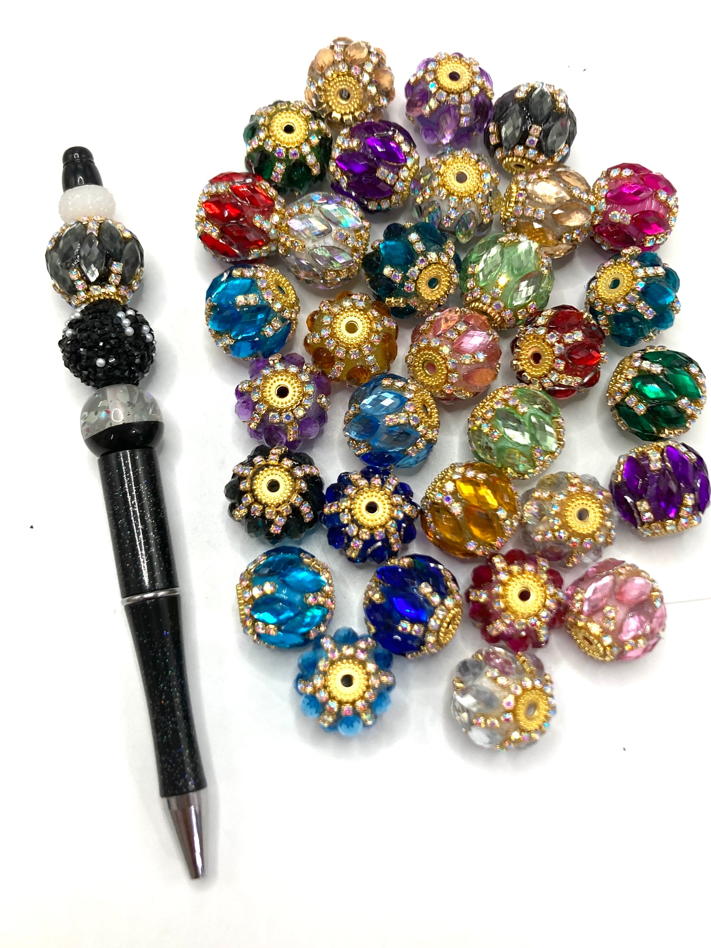 Fancy Beads Upright and inverted rhombic crystals Golden Chain mirror uv  Beautiful beads 20mm Random Mix