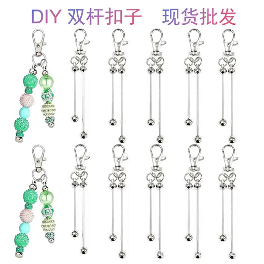 Diy beaded beadable keychain with two beaded bars double bars