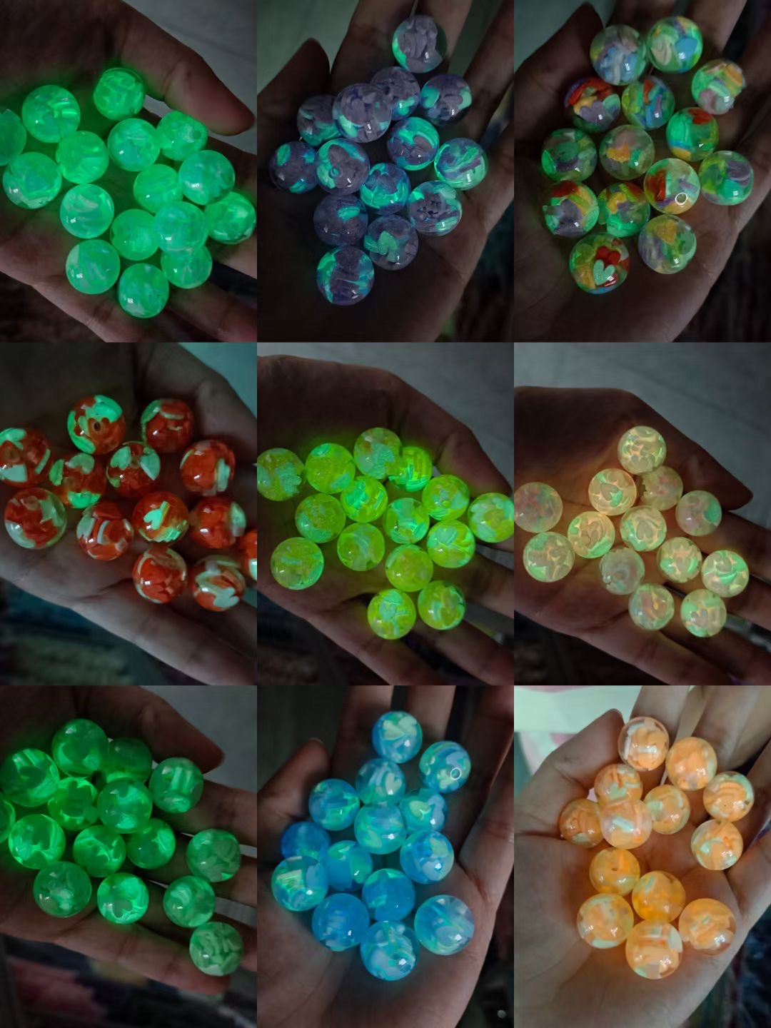 16mm heart bead acrylic heart bead colorful heart luminous bead random mixed
