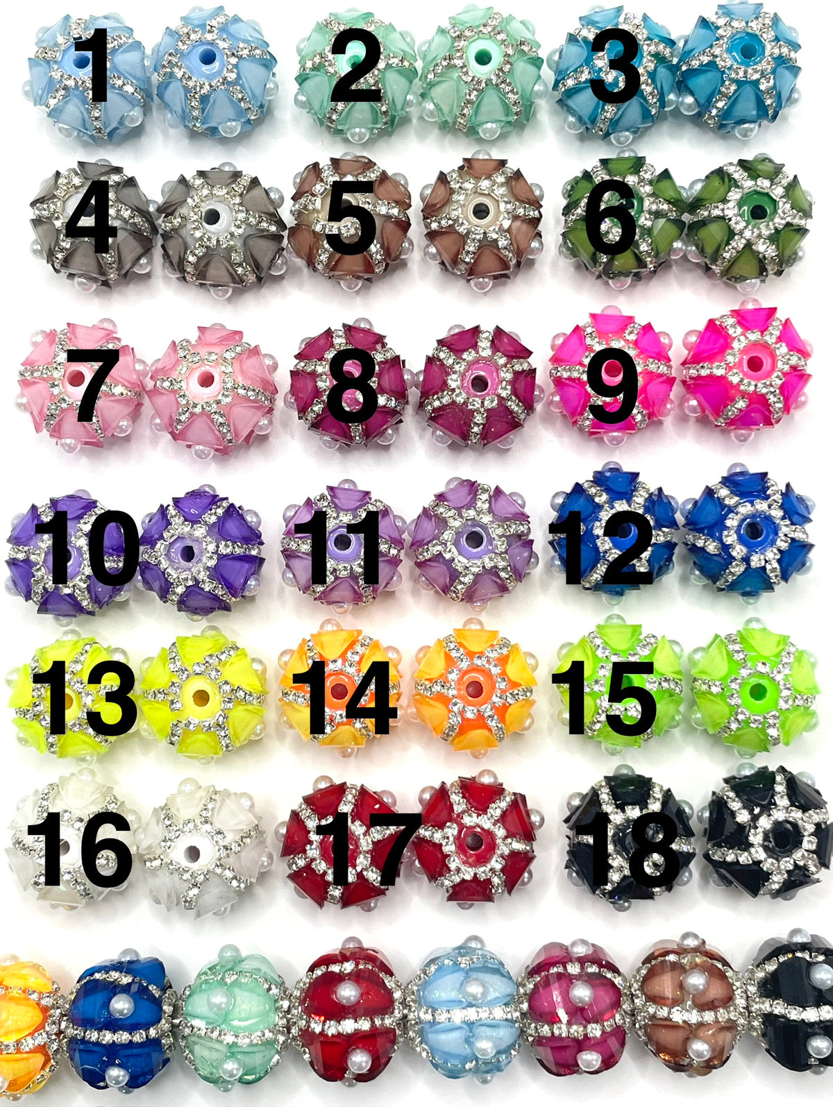 diy acrylic beaded beadable fancy lantern heart beads ornaments with pearl and rhinestone chain ,colored,random mix