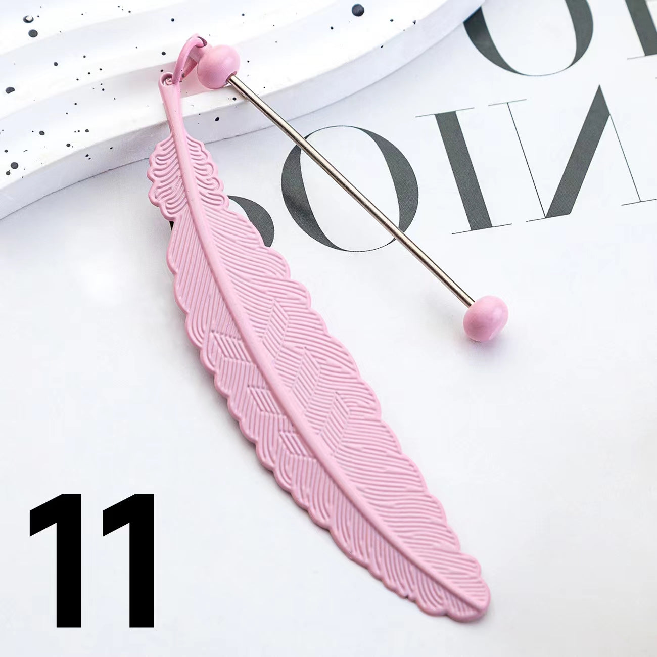 Feather Metal Shaped Beadable Bookmark Beaded Book Mark