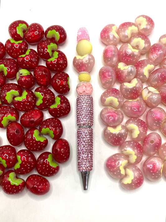 Acrylic beads Strawberry Stereoscopic Strawberry Beads Fruits 22mm Random Mix
