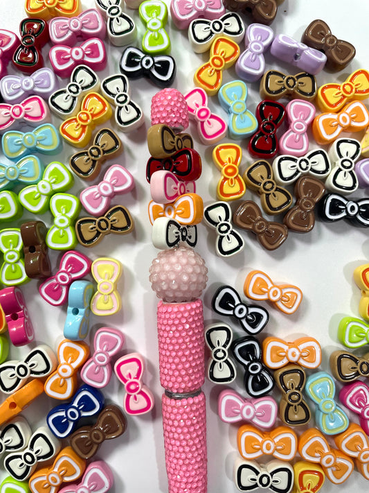 Acrylic bow Small and cute bow Beaded necklace Beaded bow 18mm