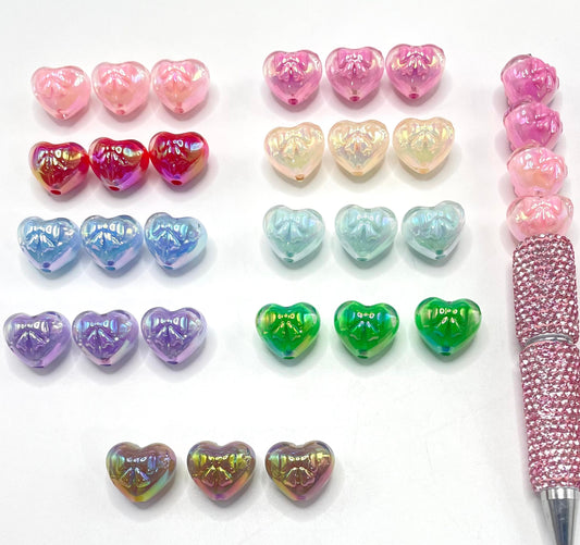 uv bow heart beads uv beads heart beads heart with bow beads random mixed