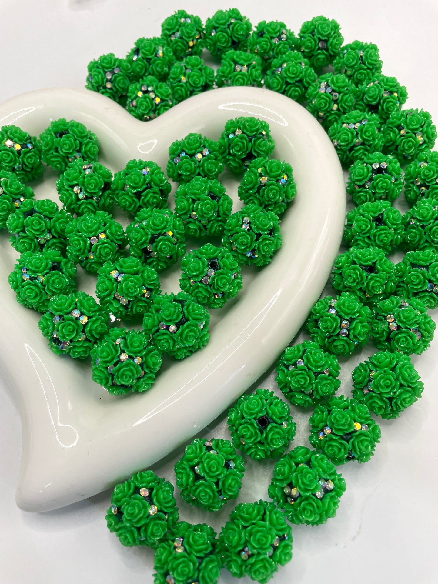 Flower bead Colorful flowers with rhinestones Clay rose flower beads for Christmas 20mm Random Mix