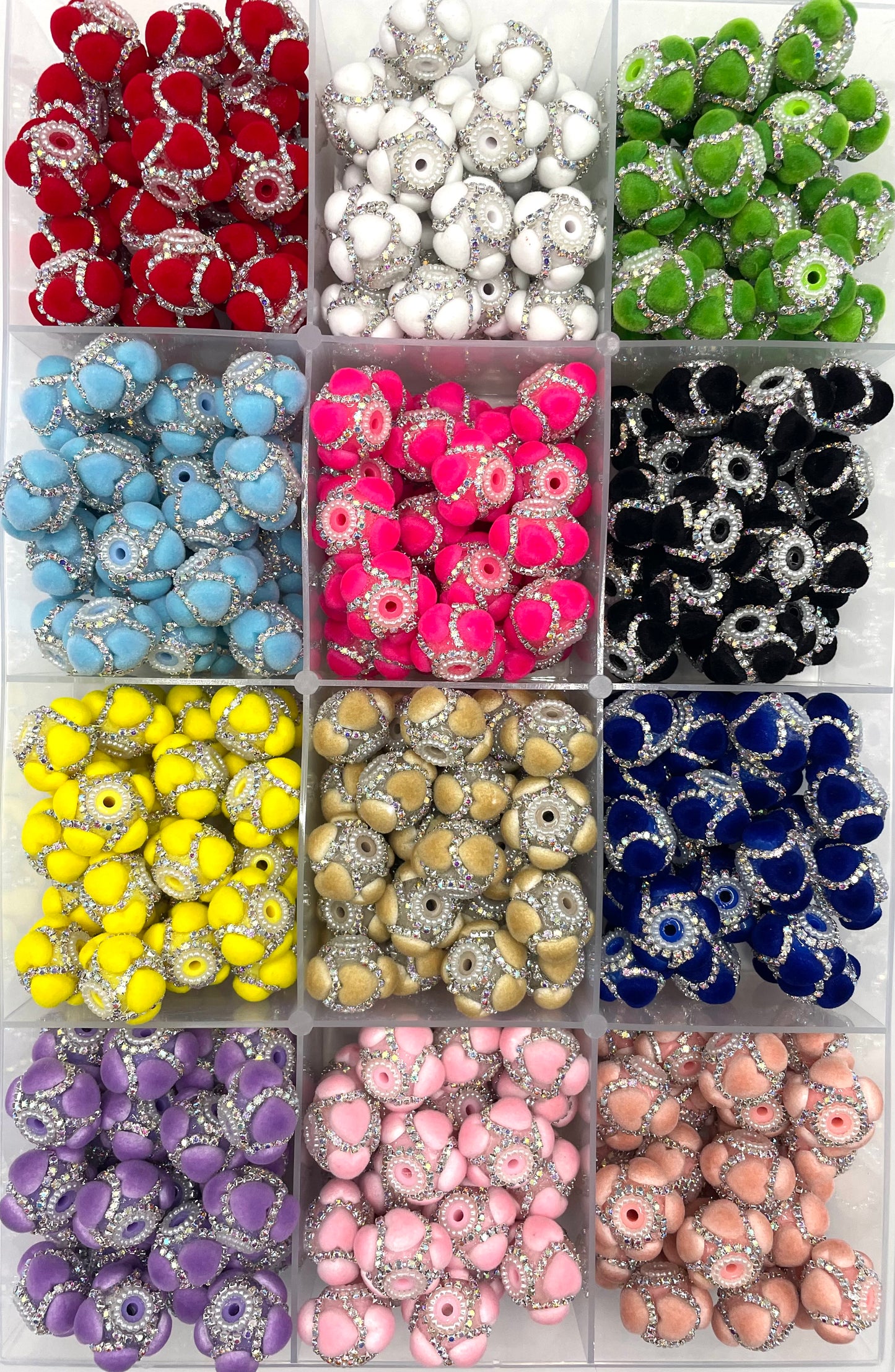 Fancy Beads acrylic Fuzzy Heart Chain beads Pearl gasket Spacers acrylic Random Mix 19mm