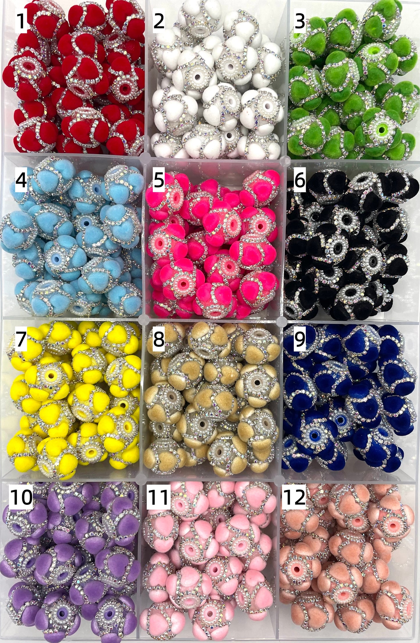 Fancy Beads acrylic Fuzzy Heart Chain beads Pearl gasket Spacers acrylic Random Mix 19mm