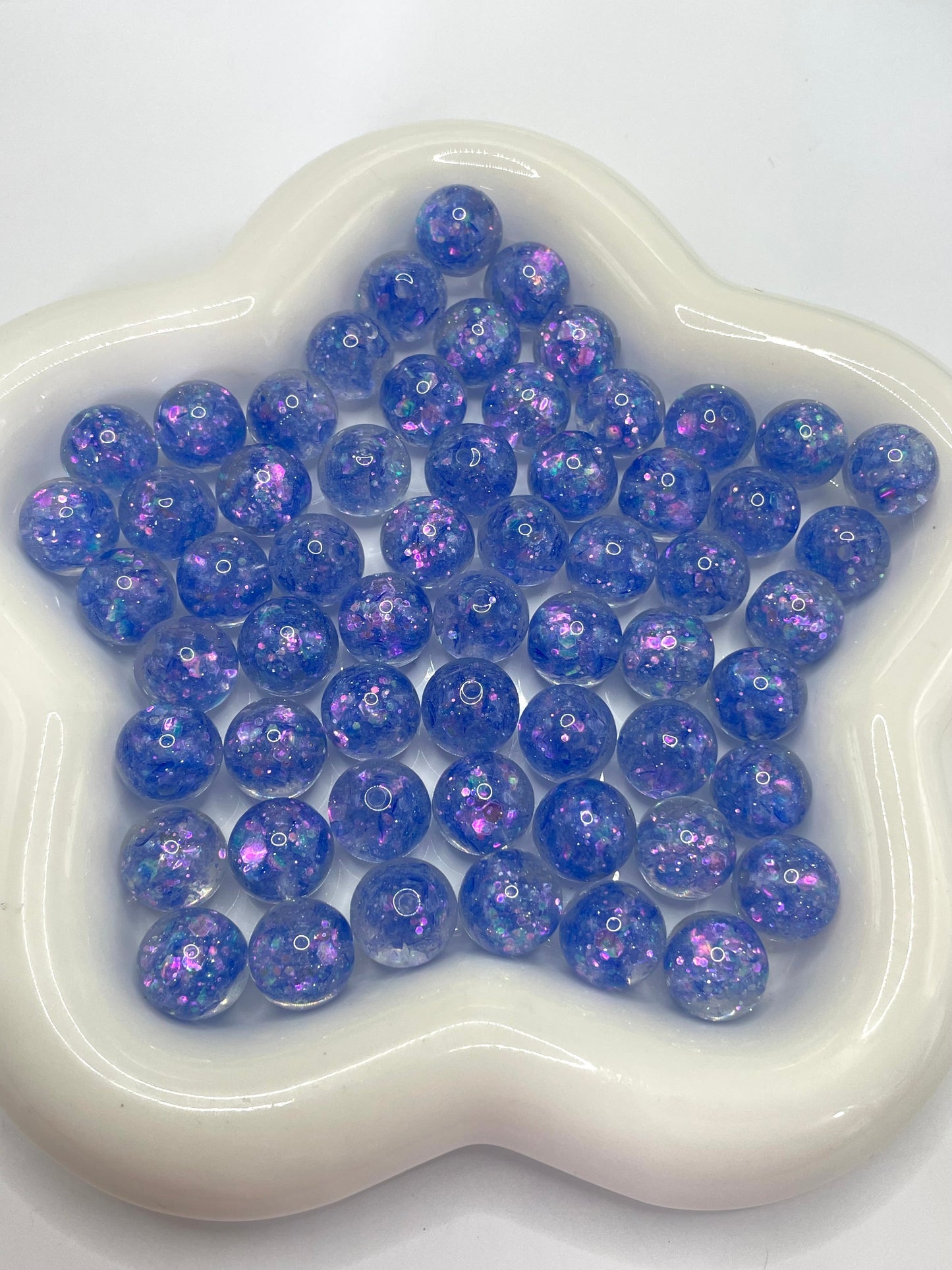 Beaded beadable acrylic glitter galaxy beads 16mm