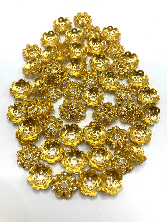Metal spacer beads Lotus-shaped interlocking beads Spacer Inlay Rhinestone Random Mix