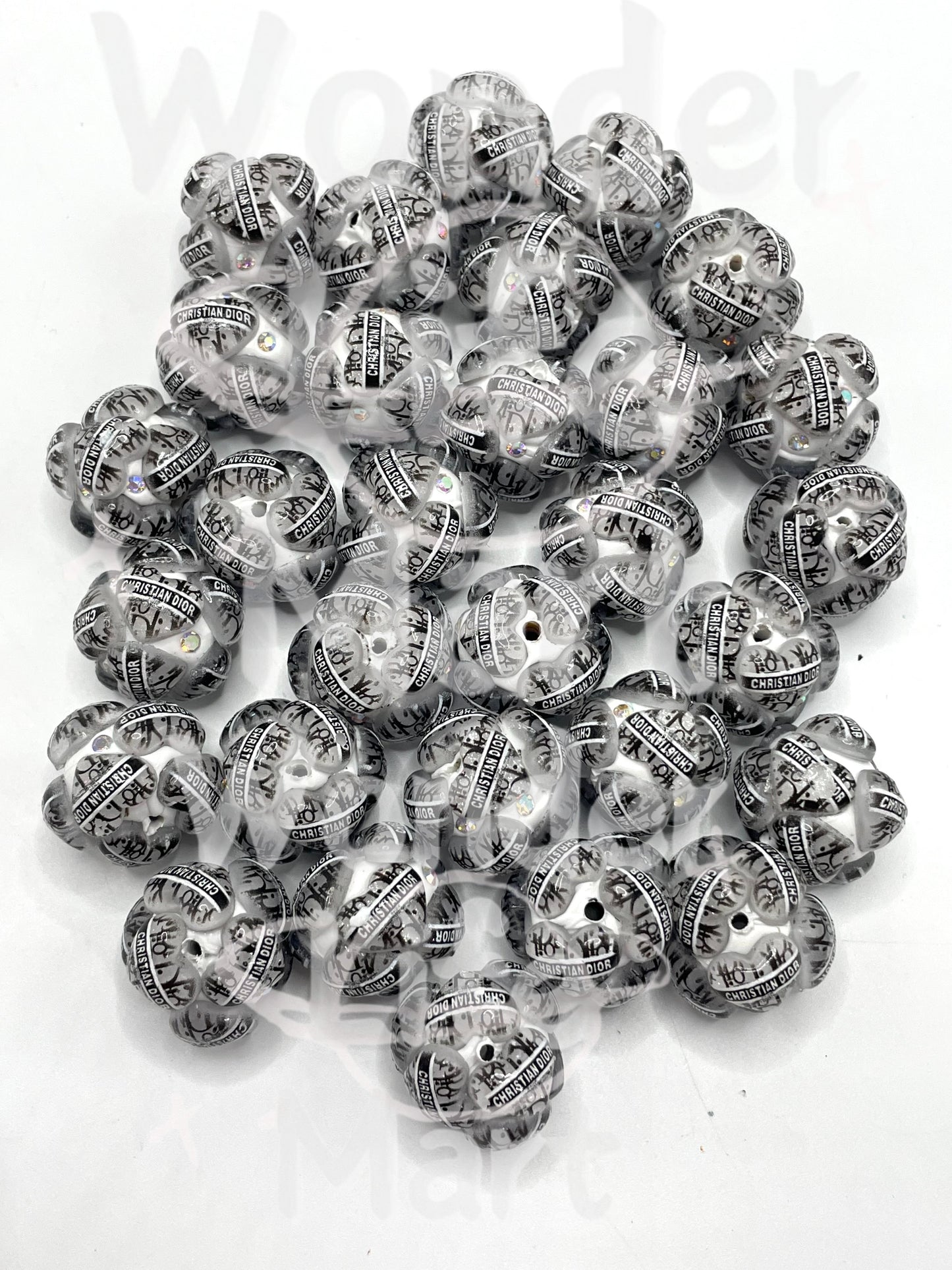 Clay beads Acrylic heart design Fashion beads 20mm Random Mix