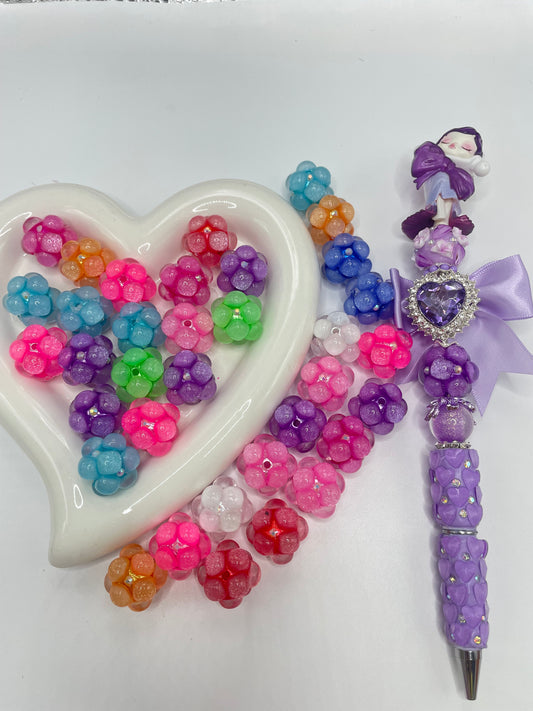 Bubble beads glitter beads with rhinestones fancy beads