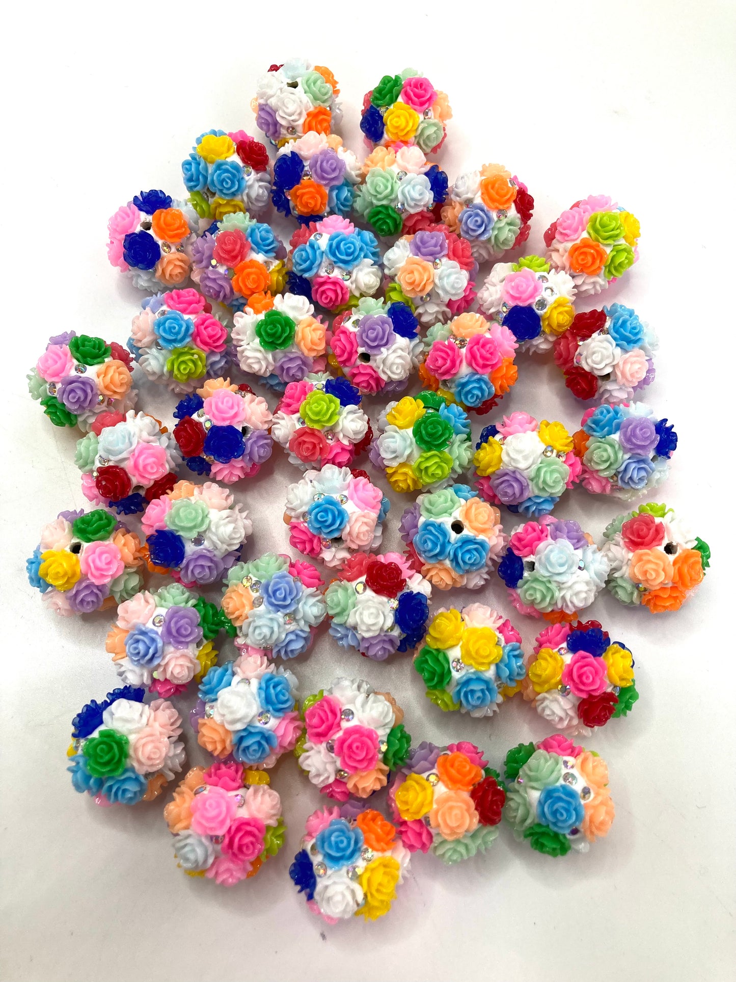 Flower beads Colored rose flowers Clay Beads