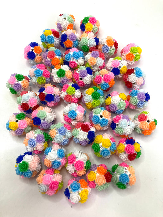 Flower beads Colored rose flowers Clay Beads