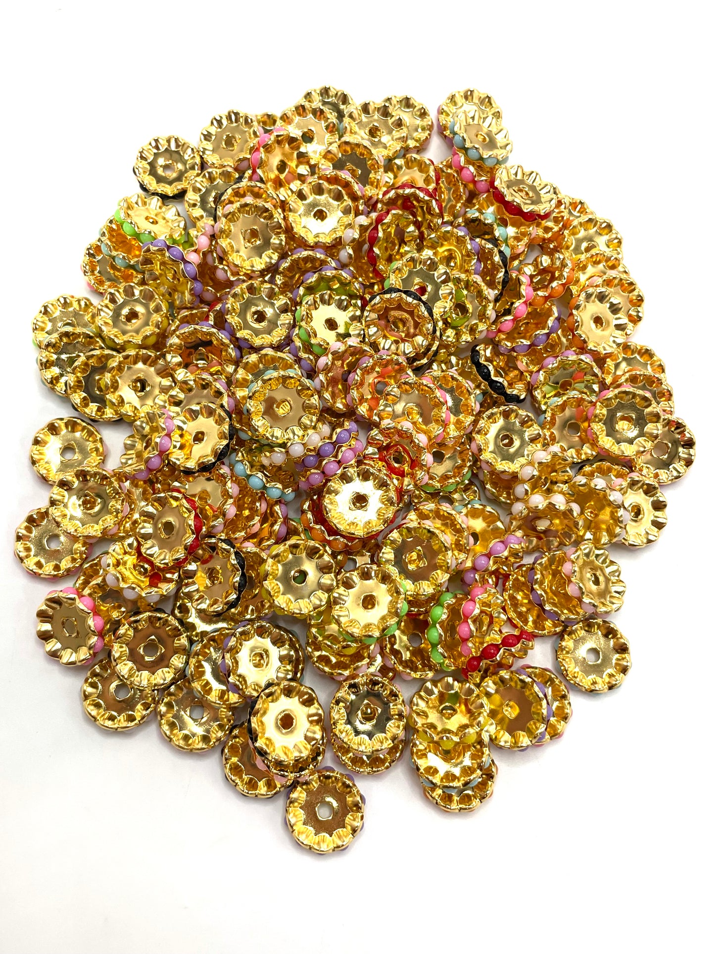 Spacers Colored pearl gasket Interval beads Pearl metal gasket Bordering on Gold and silver 13mm-16mm