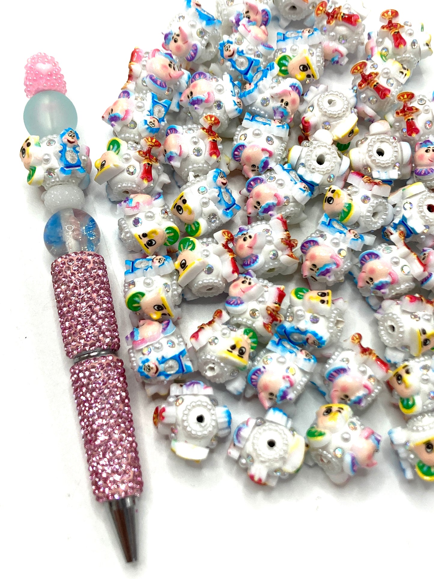 Cute cartoon clay beads Anime characters Candle Magic Lamp Beauty and the Beast Beads