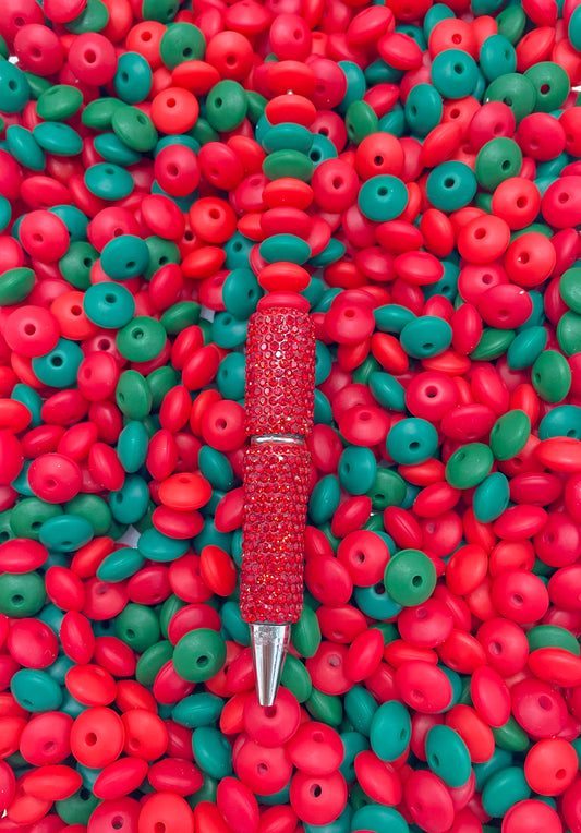 diy beaded beadable silicone Lentil Beads & Spacers,Random Mix,12mm pink color mix and Christmas color mix