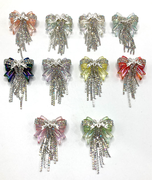 Acrylic chain bow Metal bow tie Chain pendant UV acrylic bow Attractive and exquisite pendant beads Random Mix 37mm