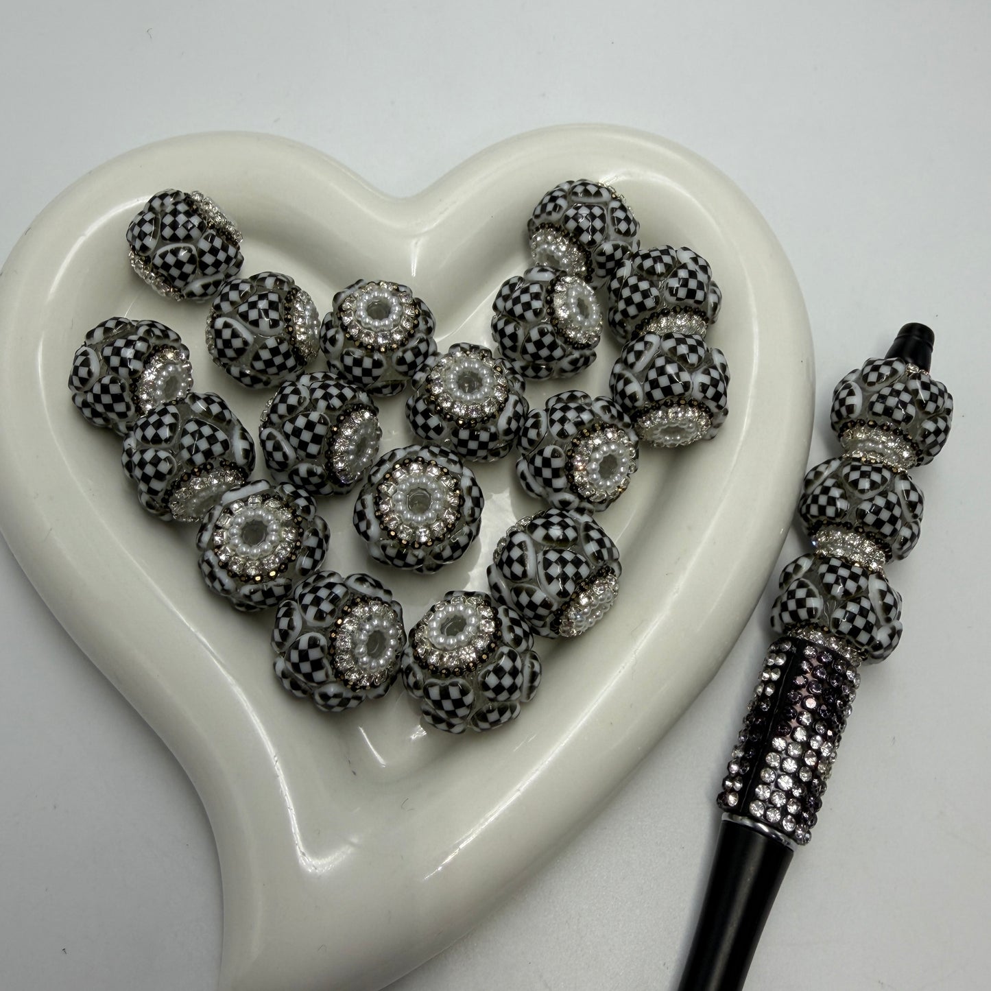 checked heart beads checked fancy beads