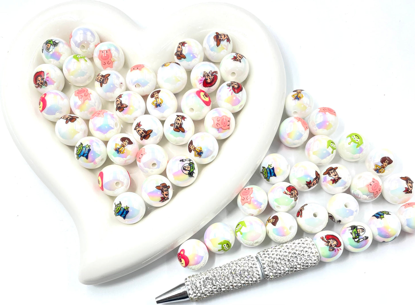 Cute Toy Story print 16mm round shiny Acrylic beads ,jewelry making plastic charms