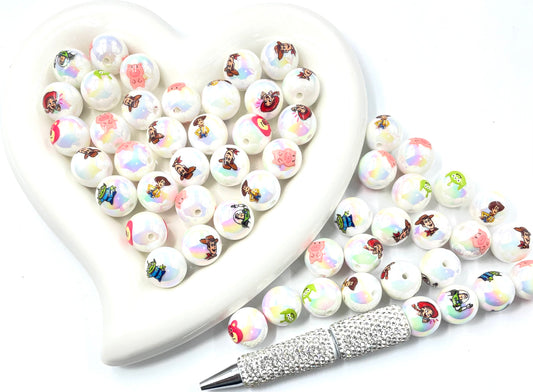 Cute Toy Story print 16mm round shiny Acrylic beads ,jewelry making plastic charms