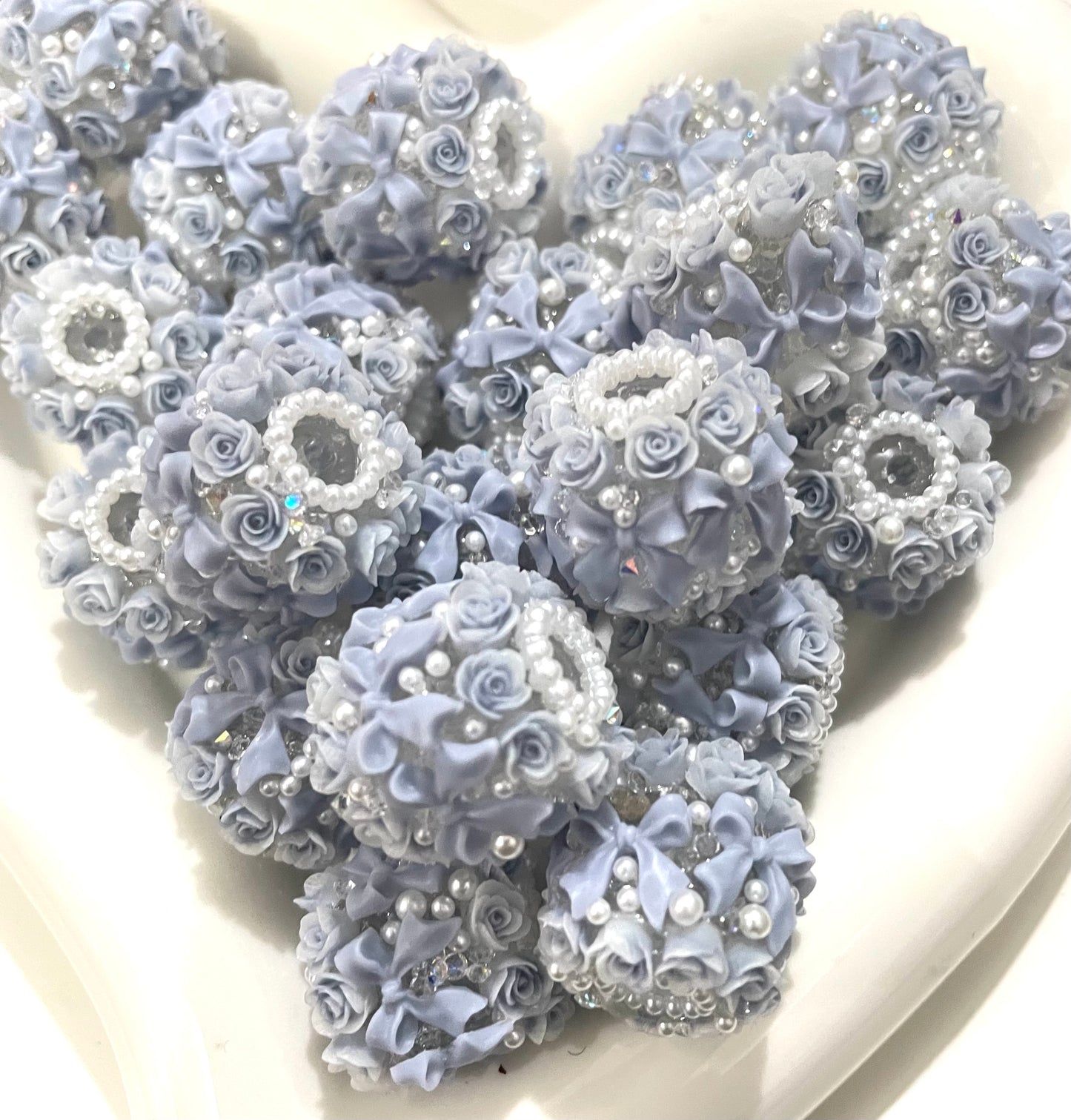 rose flower bead bow pearl bead acrylic bead with bow flower random mix color