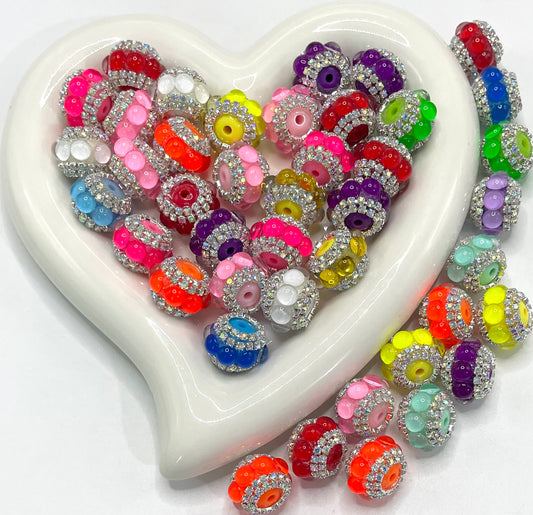 Mixed color rhinestone spacer beads large hole barrel beads for bracelet jewelry making