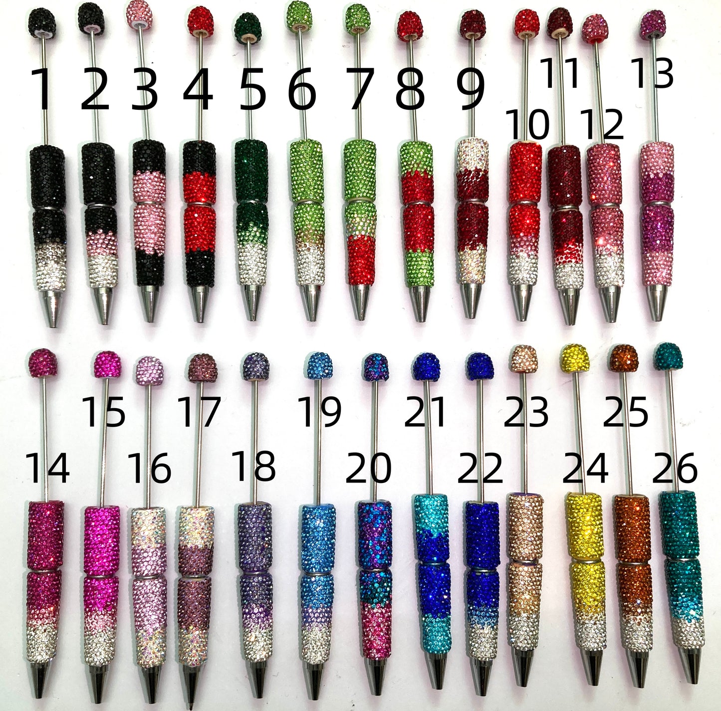 Beaded pen Clay Bead  Clay pottery DIY gradient-colored bead pen Beaded crystal pen Random Mix