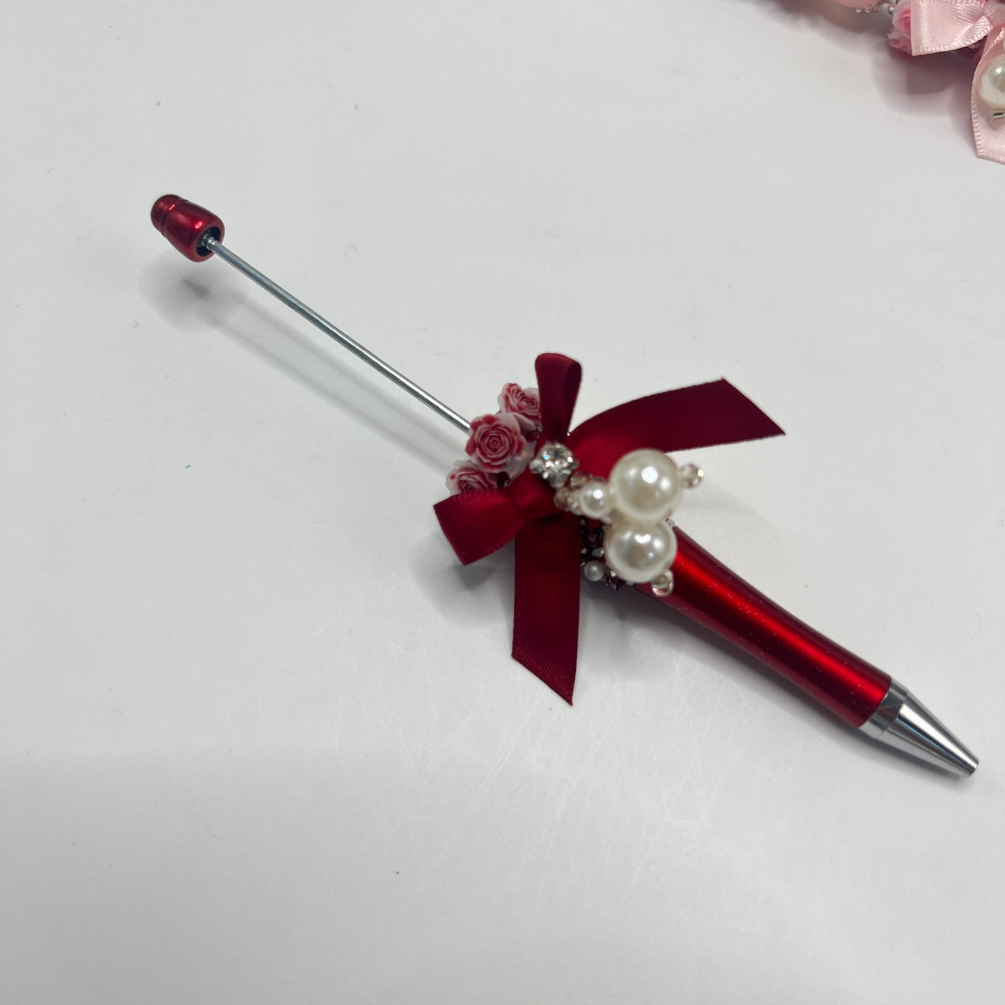 Beadable pen bow pen bow with pearl pen