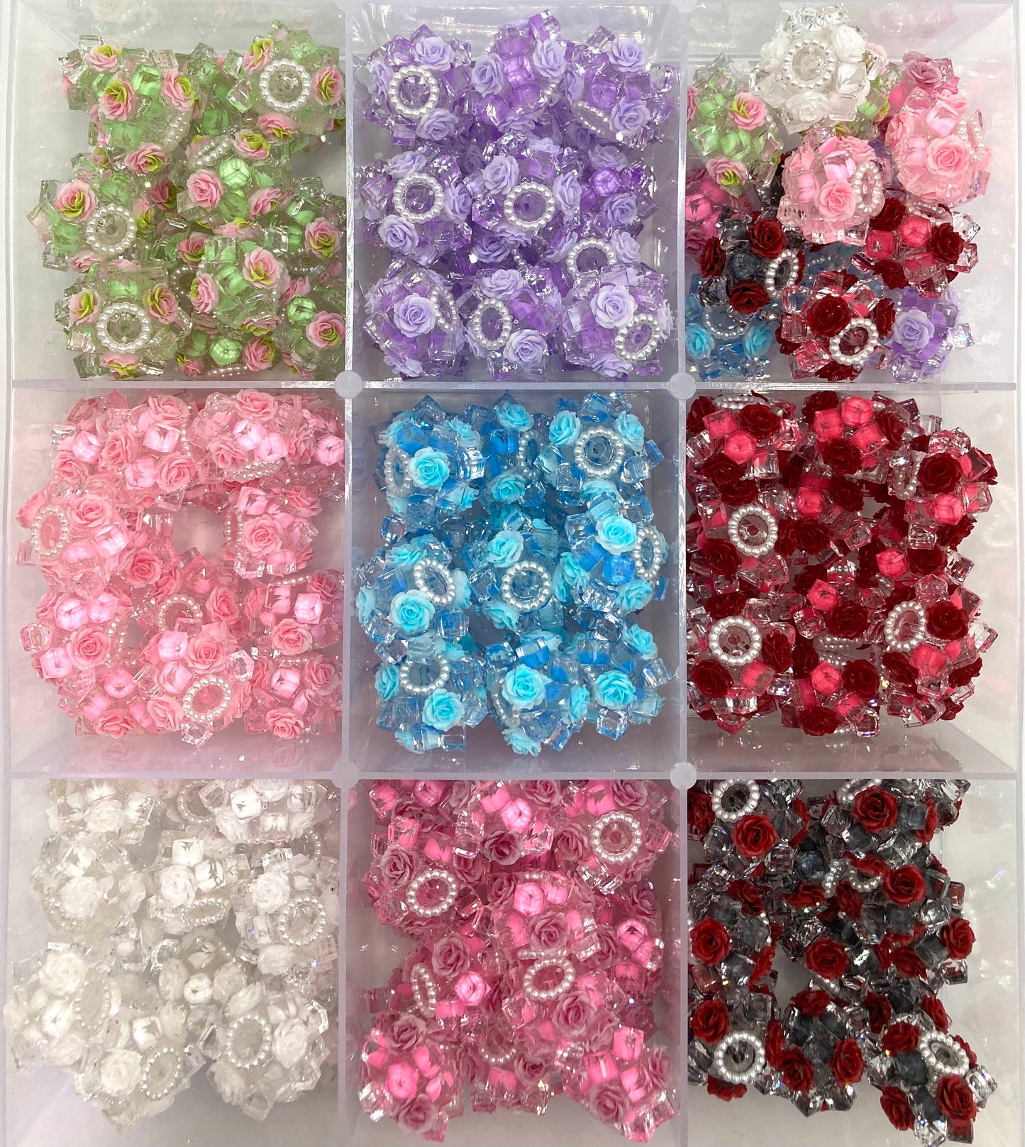 Acrylic beads Ice cubes Rose beads Pearl gasket beads Random Mix