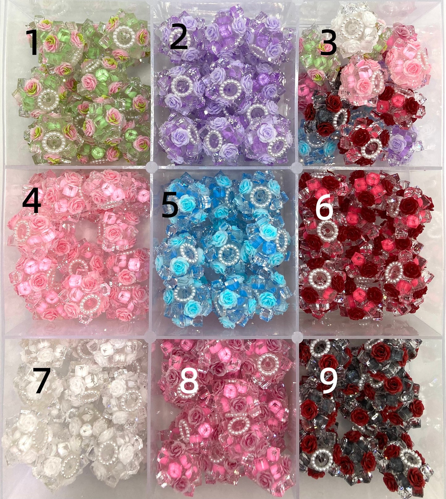 Acrylic beads Ice cubes Rose beads Pearl gasket beads Random Mix