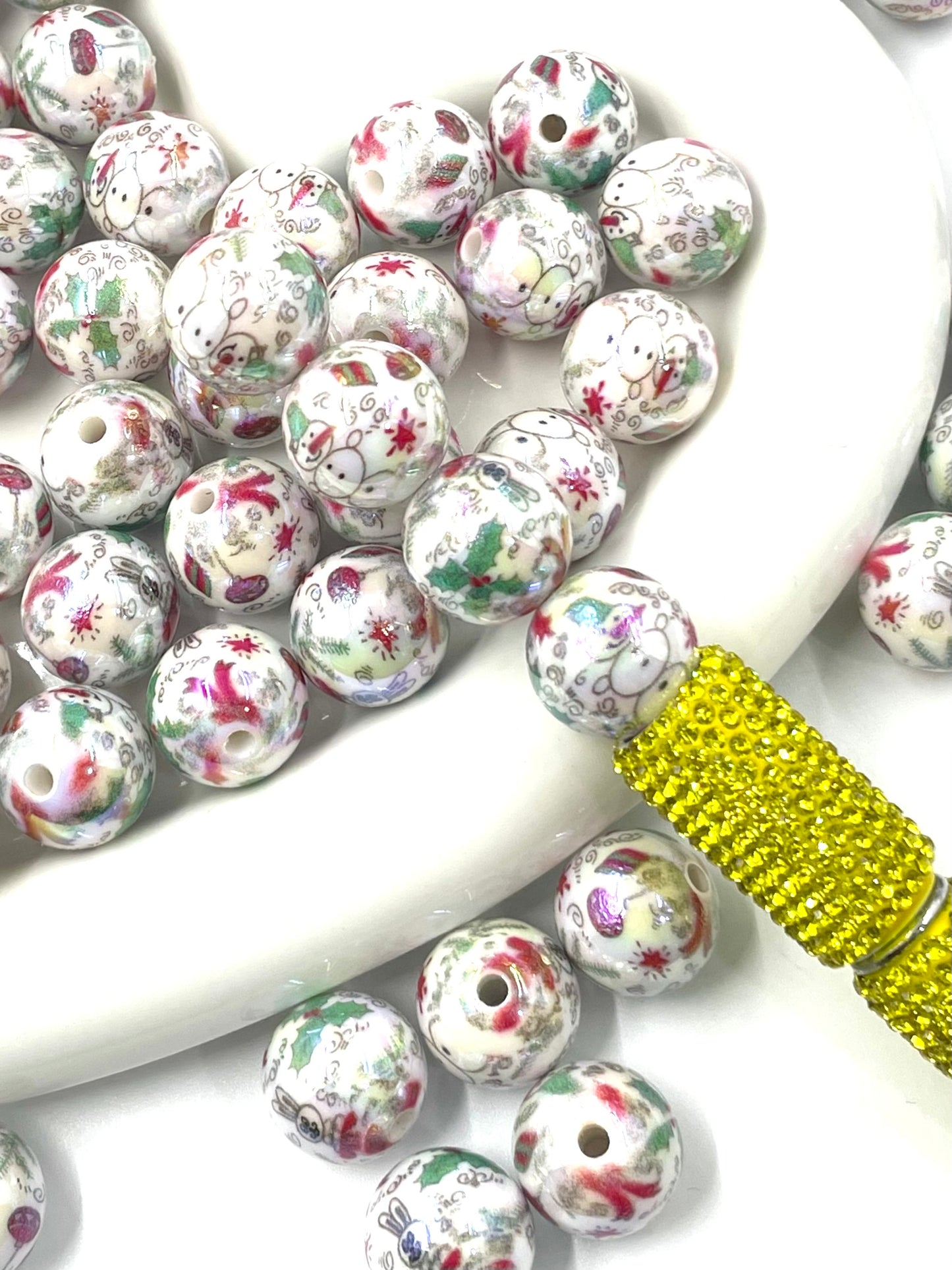 Acrylic beads Printed beads Multi-pattern Flowers, cartoons, fruits, spots acrylic beads 16mm
