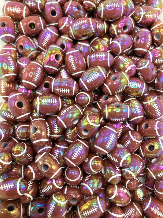Acrylic beads Rugby UV brown, rugby ball, pearl 18mm